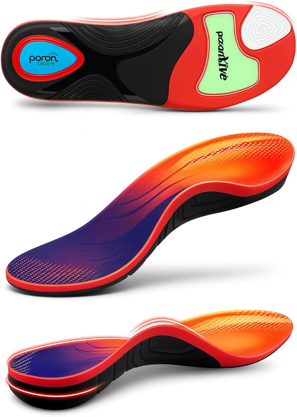 Plantar Fasciitis Insoles for Men & Women – Orthotic Arch Support Shoe Inserts for Heel Pain Relief (Black, Extra Large) Black Extra Large - Image 1 of 6