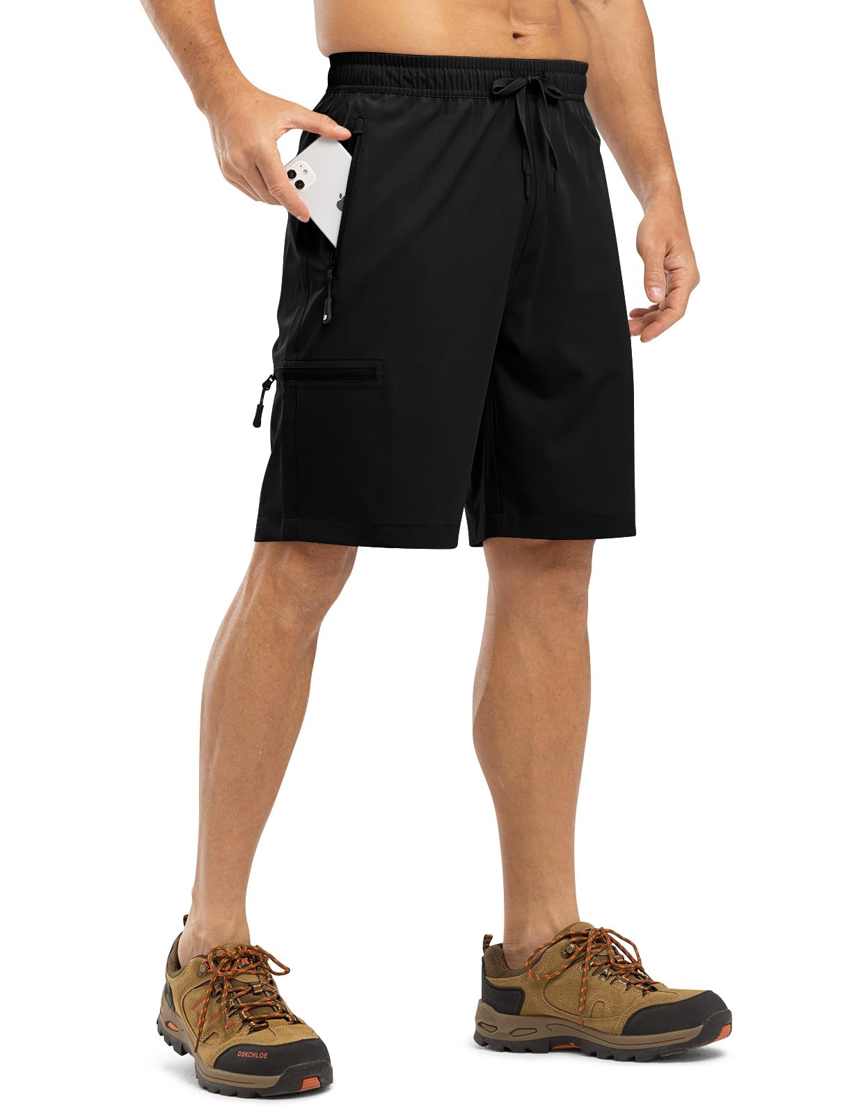 Rdruko Men's Hiking Shorts with 5 Zip Pockets Lightweight Outdoor Work Athletic Travel Short for Men Casual Running
