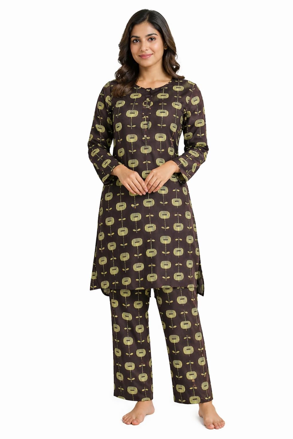 S.P. Collection's Women Printed Cotton Suit Set | 3/4 Sleeve Kurta & Pant Co-ord Set | Soft Comfortable Lounge Wear for Daily Home & Office Wear-picture-23