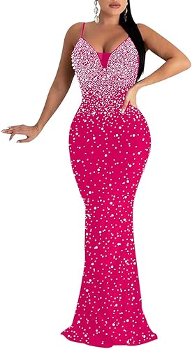 MAYFASEY Vestido sexy y elegante con diamantes de imitación para mujer, con proceso de perforación en caliente, vestido ajustado para fiesta, club,