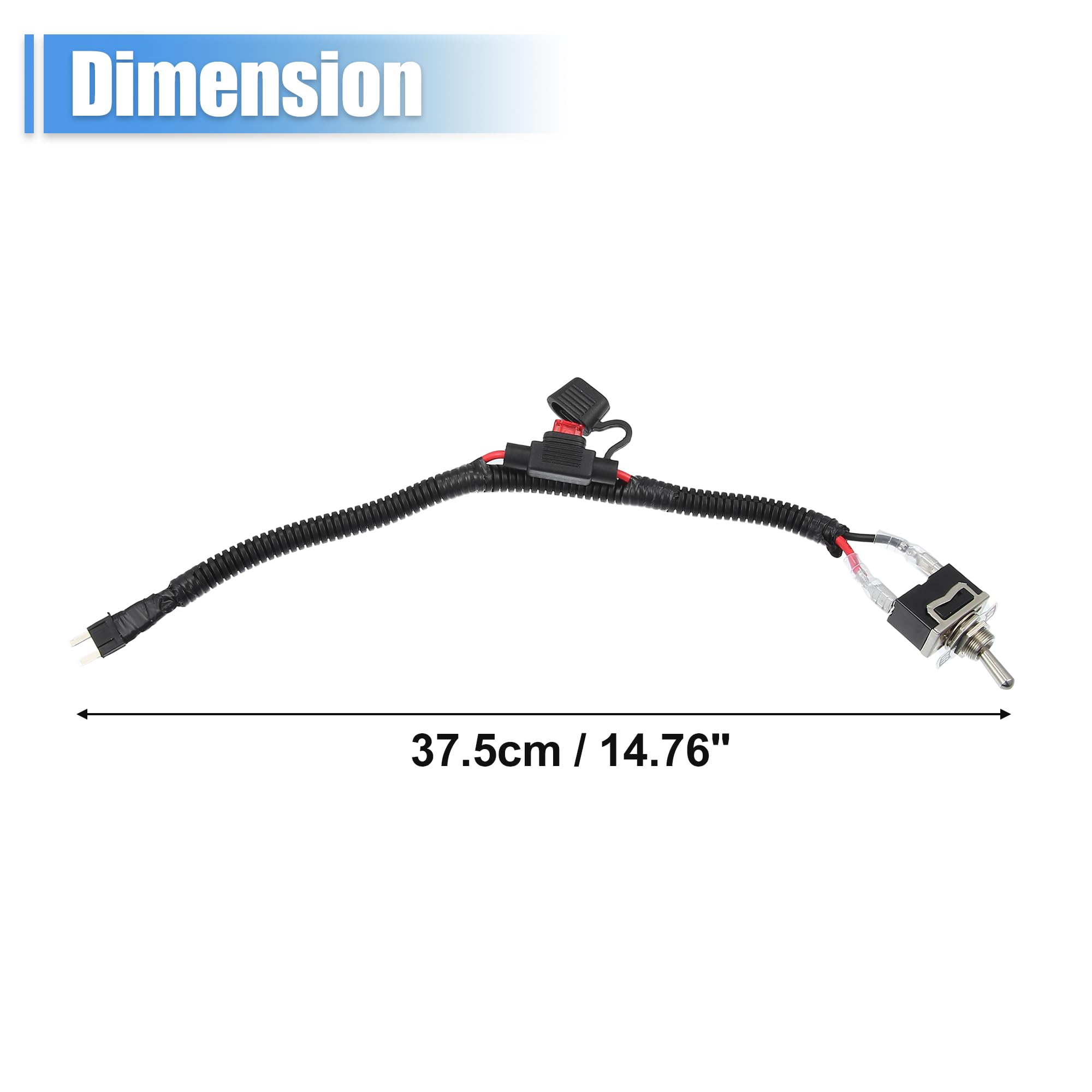 QUARKZMAN Fusible Commuté Universel Noir 1pc 37.5cm pour Voiture | Matériau: Plastique Et Métal, Taille: 37.5 Cm, Remplacement Direct Et Facile, 2 Attaches Incluses, Accessoire Non OEM