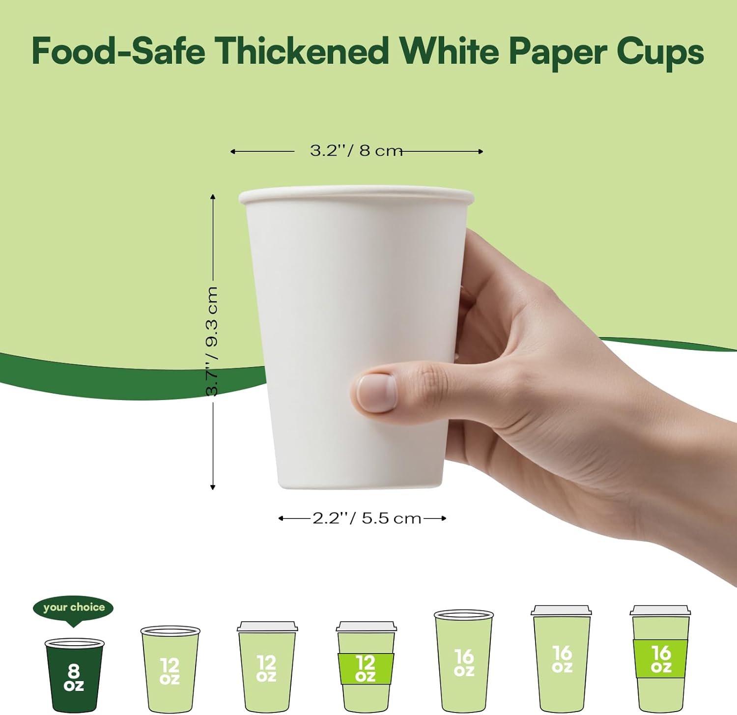 Paper Cups 8 oz Disposable Coffee Cups, 1000 Pack Thickened Disposable Hot Cups, 300GSM BPA Free Small Disposable Cups, White Paper Cups Bulk for Home Office Cafe Coffee Bar Supplies Party Essentials - Image 2