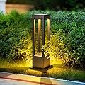 SLAWA Outdoor LED Post Light 23.62" Black Square Exterior Lawn Path Lights with 3000K Warm Light Aluminum Landscape IP65 Waterproof Lantern Column Lamp Patio Courtyard Walkway Garden Bollard Lighting