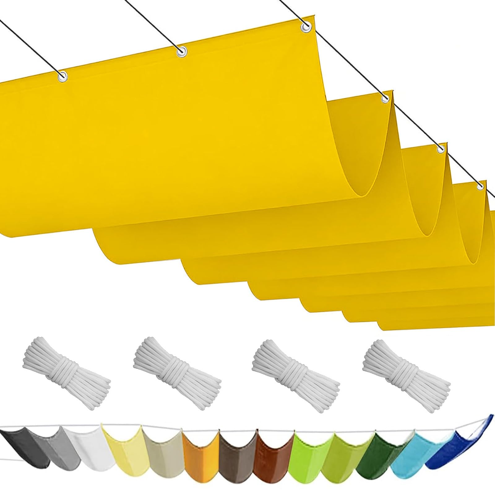 Toile d'ombrage 1x7m imperméable jaune pour paravent de balcon