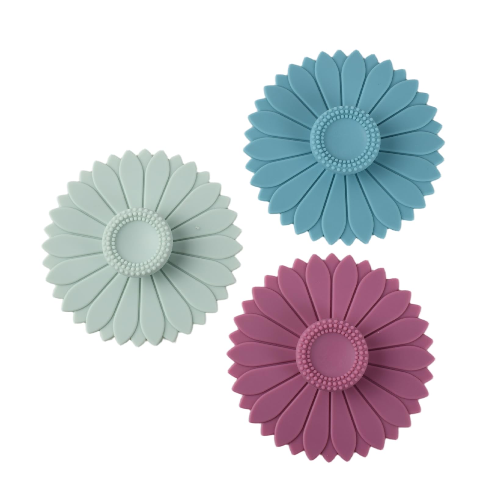 Zirax Blue Green Purple 3Pack Sunflower Silicone Cup Covers, Reusable Drink Covers For Glass Mugs, Anti-Dust Airtight Silicone Lids For Hot Drinks, Tea, Coffee, Flexible Mug Toppers For Outdoor Office (Blue Green Purple)