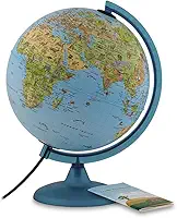 Tecnodidattica – Globo terrestre Safari para crianças e adolescentes | Luminoso | Cartografia ilustrada e manual de informações | Meridiano graduado | Textos em português do Brasil | Diâmetro: 25 cm