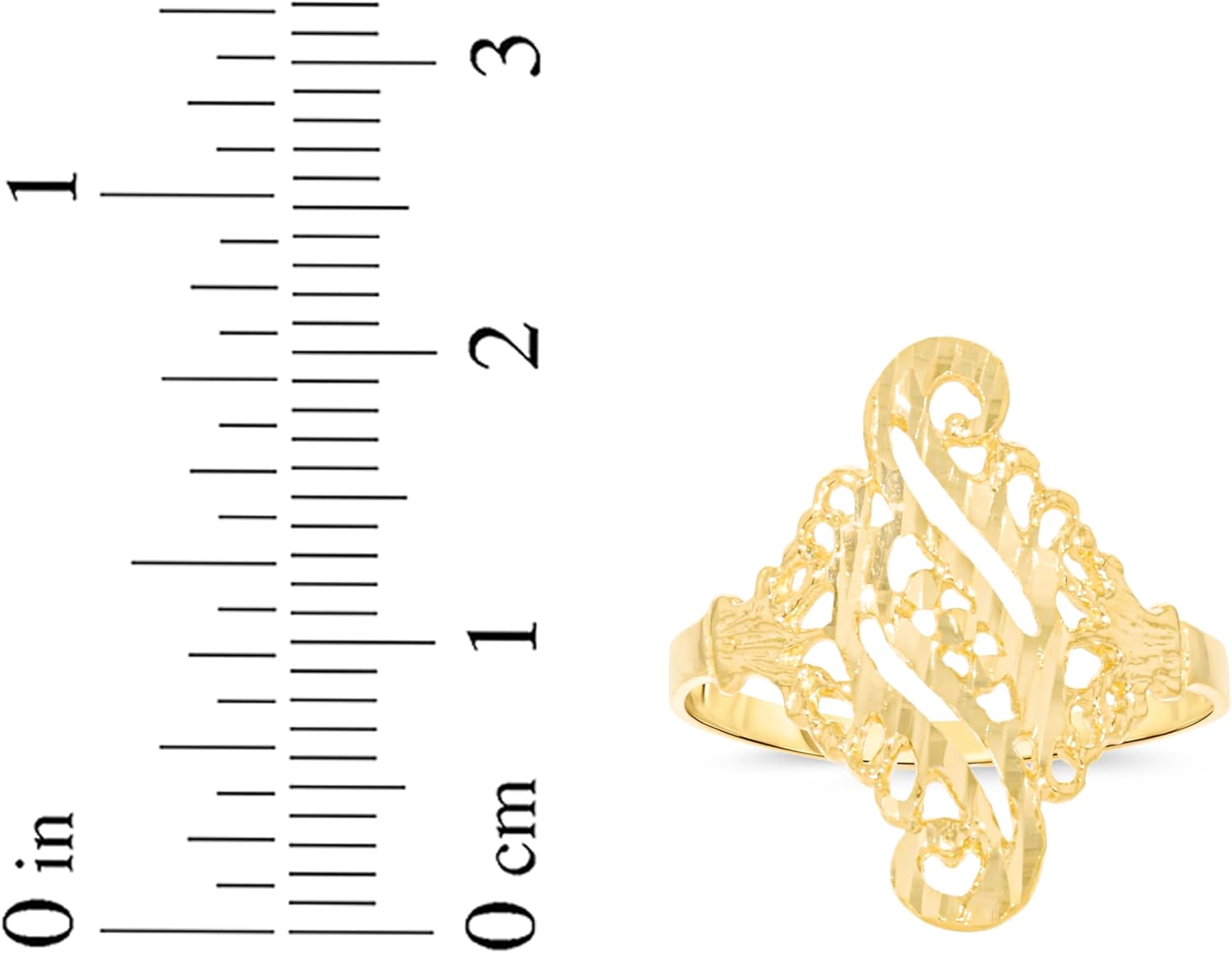 Floreo 10k Yellow Gold 20.6mm Diamond Cut Filigree Ring