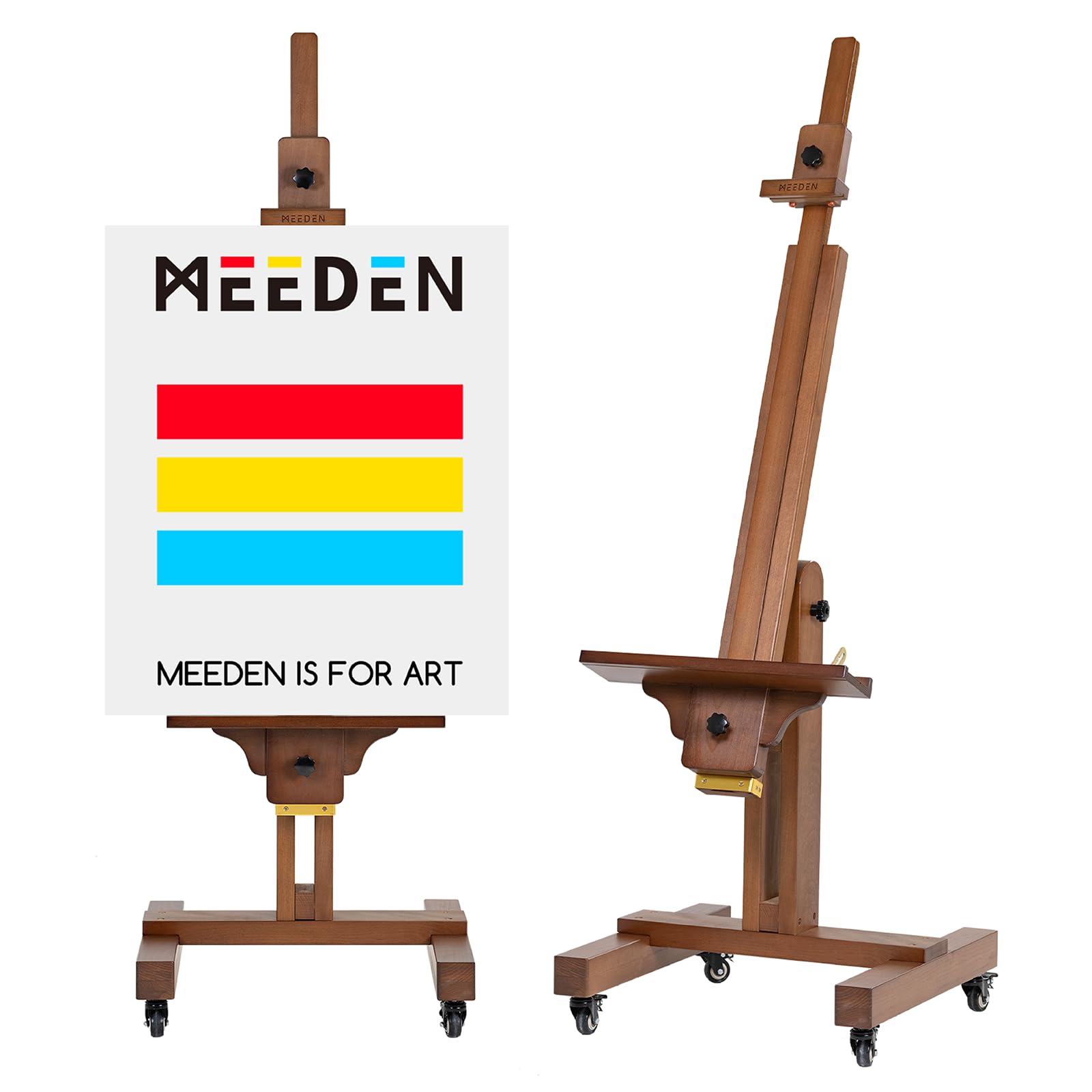 Sponsored Ad – Extra Large Painting Easel: Solid Beech Wooden Artist Studio Easel - Adjustable Movable Tilting Easel for Canvas up to 180cm - Professional Art Easel Stand for Adults - Walnut