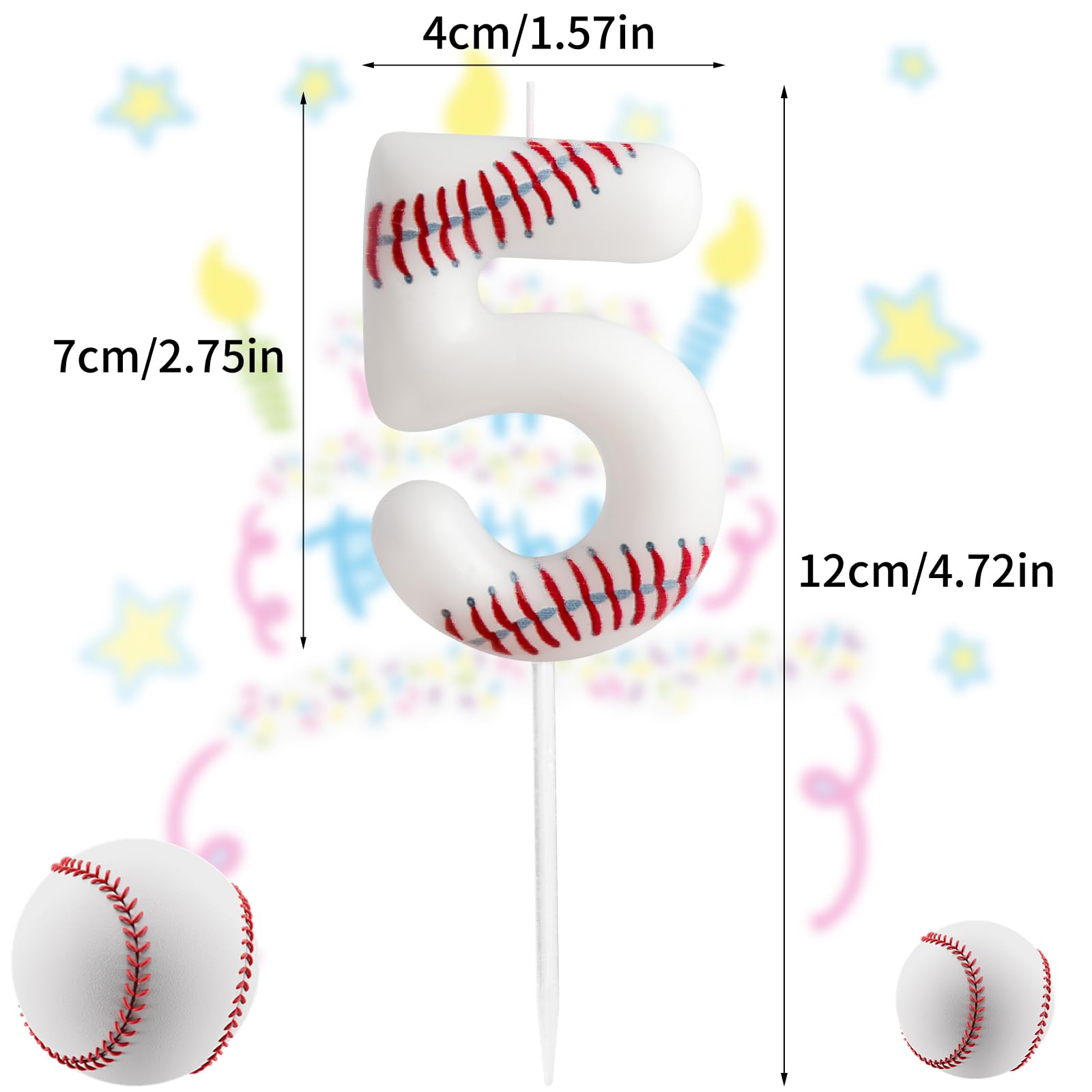 ZHIHUI Birthday Candle, Baseball Birthday Number Candles, Baseball Themed Candle Cake Topper for Boys Girls Kids Birthday Cake Topper Reunions Theme Party Supplies (Number 8)