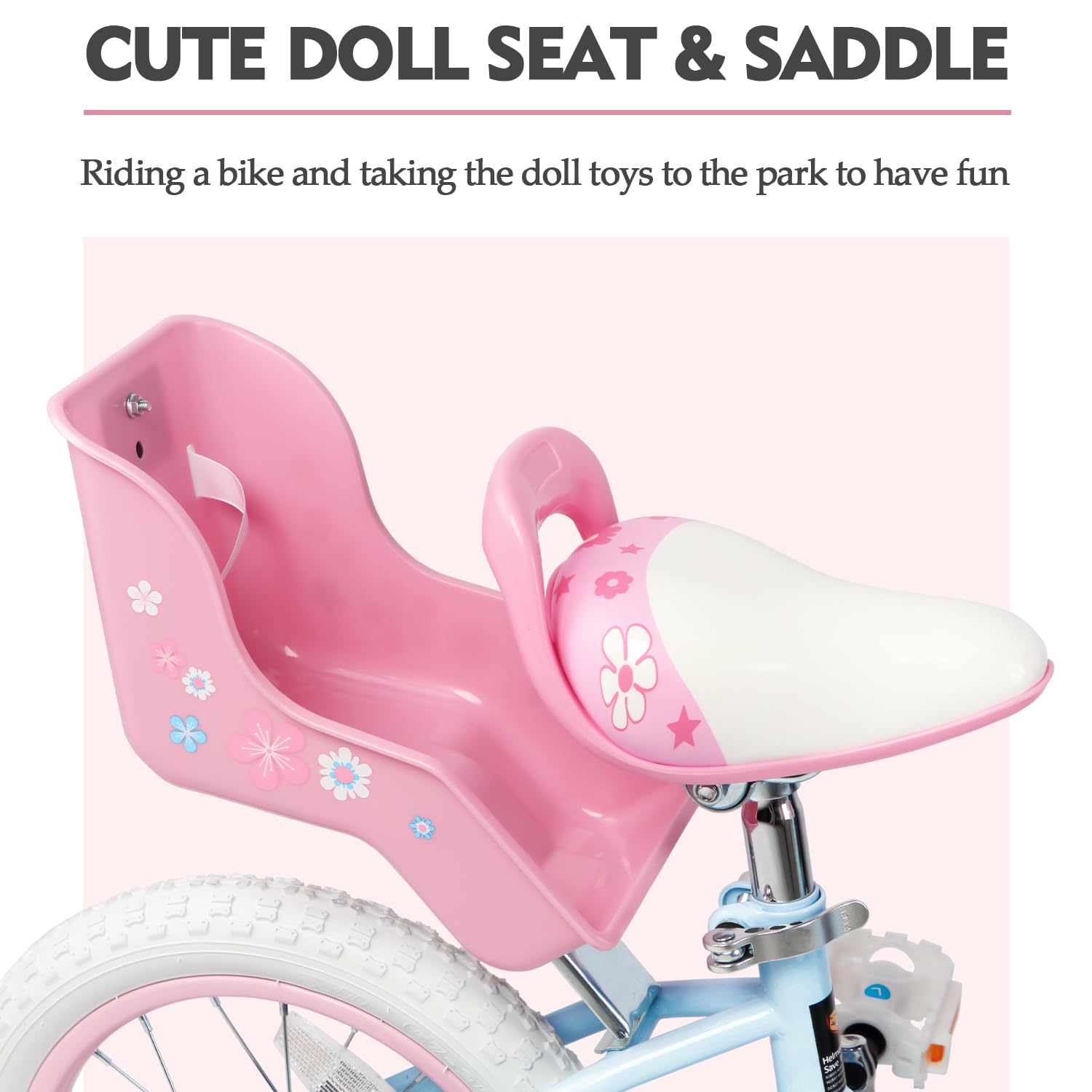 Glerc Vélo Enfant 12 14 16 Pouces pour Filles de 2-8 Ans, Style Princesse avec Pompons de Guidon, Panier et Roues d'appoint