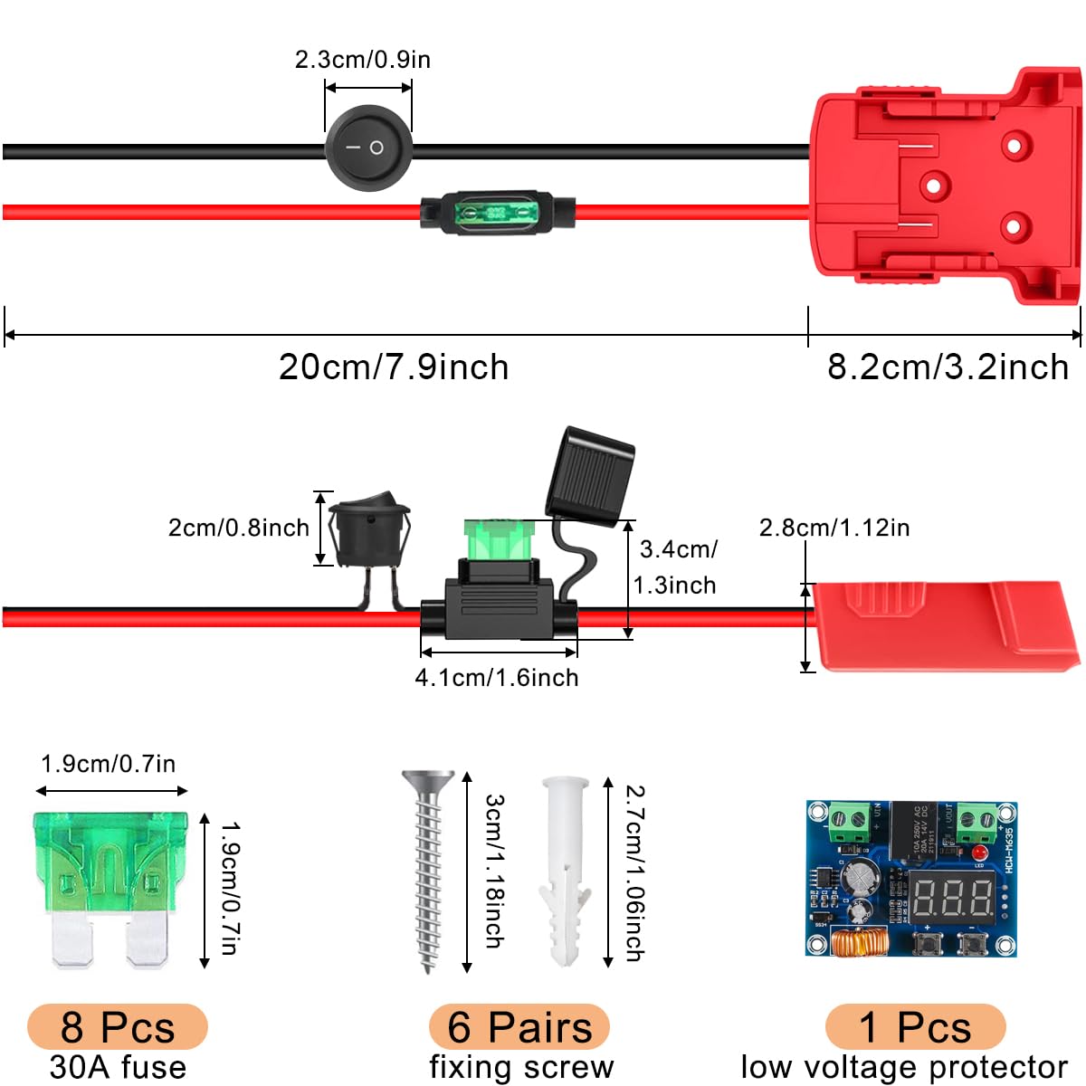 2 Pièces Adaptateur pour Milwaukee M18 18V Adaptateur de Batterie Power Wheels, Convertisseur pour Bricolage Lumière RC Truck Car, 12AWG Wire, Connecteur de Batterie d'Outil de Puissance