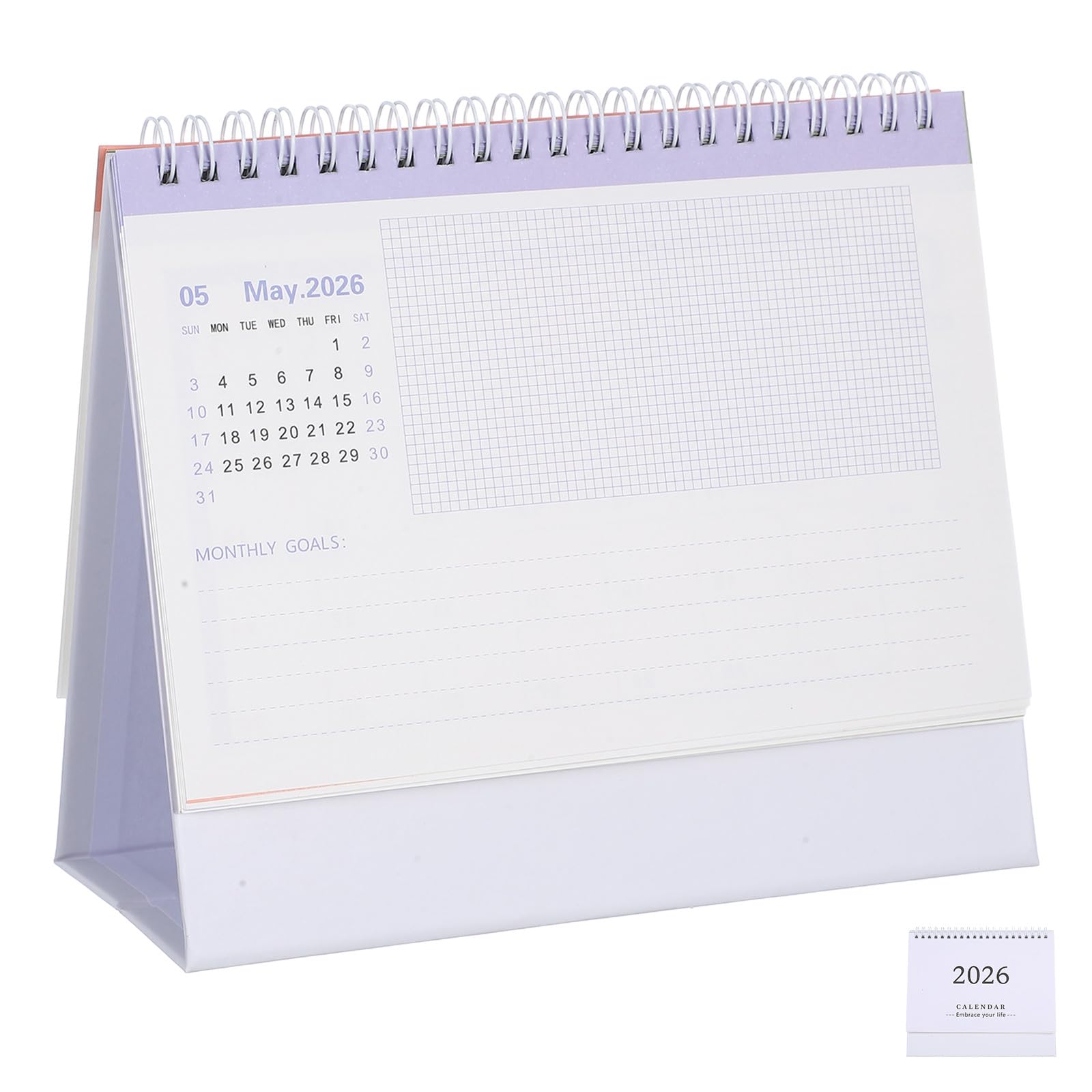 COHEALI 2026 Monthly Desk Planner, Space-saving Flip Calendar for Productivity, Home Office & School Scheduling Supplies (white)