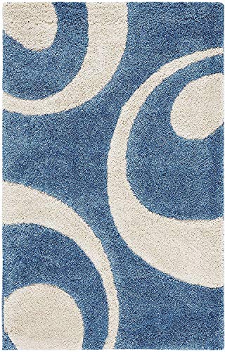Image of Rainbow Collection Fur Rectangular Rugs And Carpet For Bedroom, Living Room (8X11 Feet, Blue,Ivory)