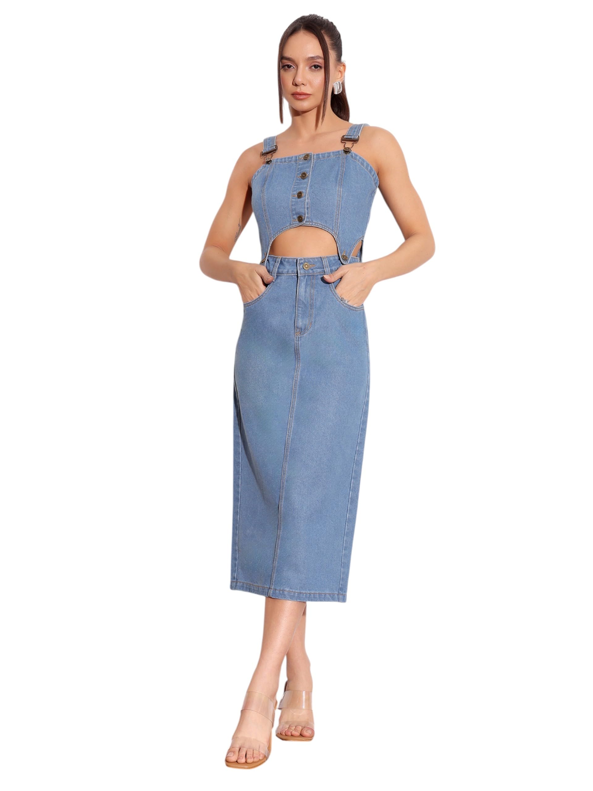 Women's Regular Fit Mid Rise Regular Length Denim Dungaree-image-19