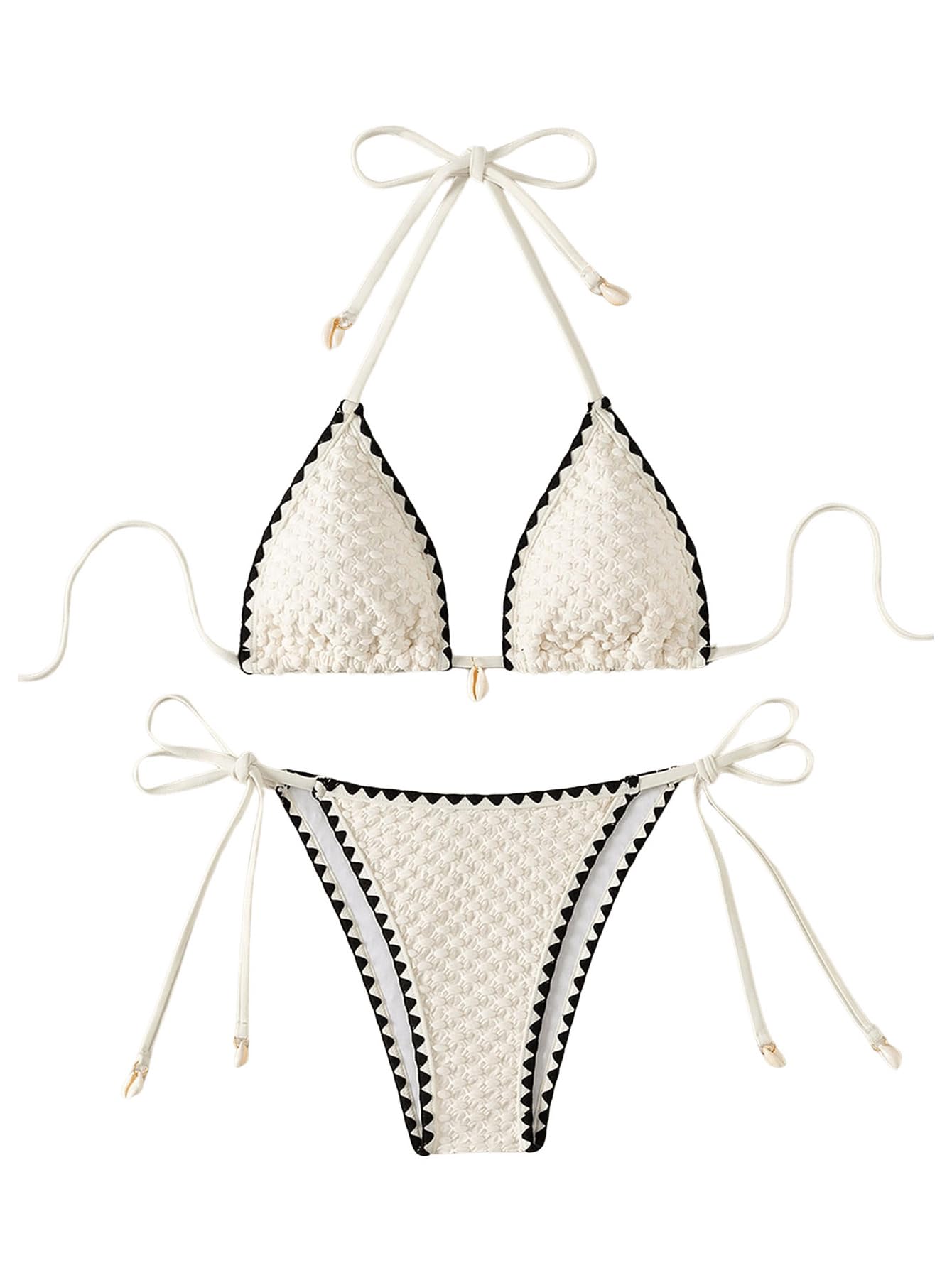 GORGLITTER Damen Neckholder Bikini Sets 2 Piece Swimsuits Triangel Bikinis | Bikini Damen Set, Neckholder Bikini, Farbblock Bademode, Triangel Bikinitop Und Tanga, Strand Outfits