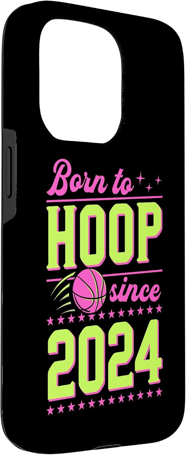 Born to Hoop Since 2024 Birth Year Basketball Theme Birthday Case for iPhone 15 Pro image 3