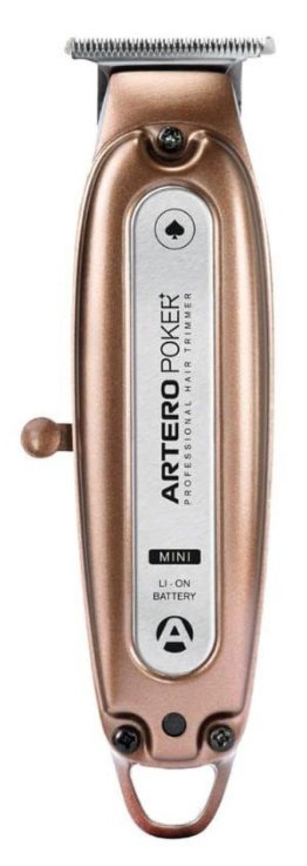 Artero Poker Mini+ Cortapelos Profesional Inalámbrico para Cuello y Oreja, Acero Inoxidable, Recargable con Carga USB, Cabezal Extraíble