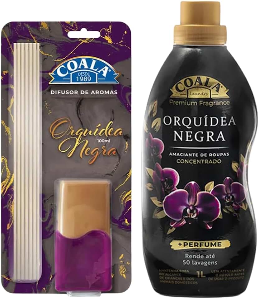 Kit Coala Orquídea Negra – Difusor de Aromas 100ml + Amaciante Concentrado 1L – Perfume Sofisticado para Ambientes e Roupas