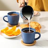 Vista 61 de Hasense Juego de tazas y platillos de porcelana para capuchino de 6 a 6 onzas Demitasse Espresso con asa, perfectas para café con leche, café moca