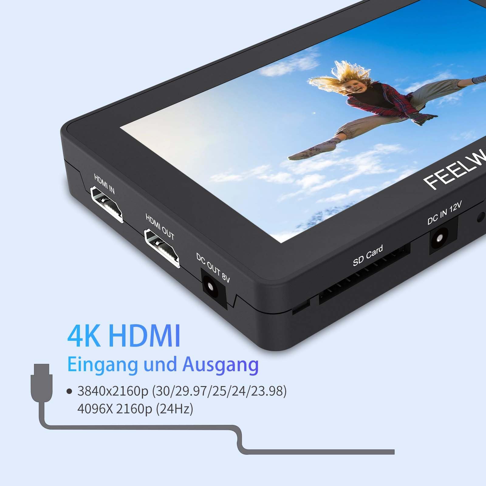 FEELWORLD F6 Plus V2 6 Zoll Touchscreen DSLR Kamera Feldmonitor mit F750-Akku 4400 mAh und Tasche, Waveform HDR LUT 1920 x 1080 IPS Video Peaking Focus Assist 4K HDMI 5V Typ-C Eingang