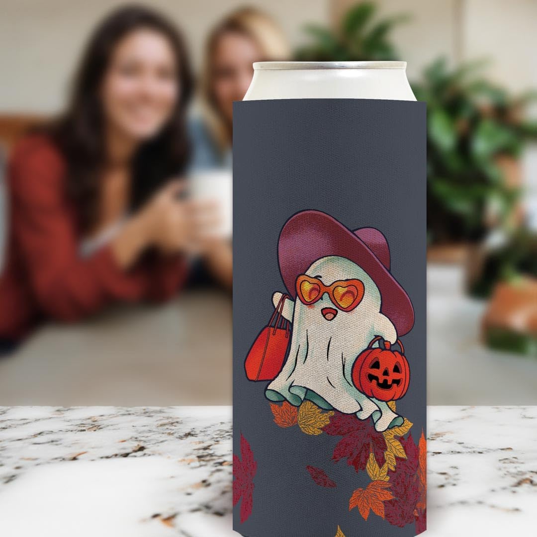 Halloween Drink Cooler Cute Shopping Ghost 24-Pack Ultra Slim Can Drink Thermocoolers Party Pack