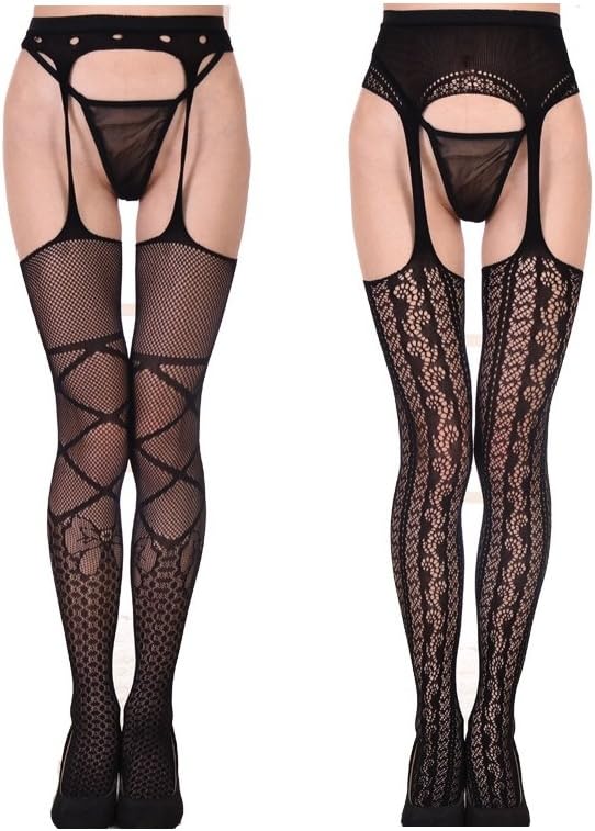 Kinds of Design Women Sexy Pantyhose Stretchy Stocking, Black, Large (Pack of 5)