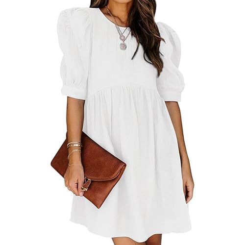 Dokotoo Womens Summer Spring V Neck Ruffle Chiffon Elegant Empire Waist Mini Short Swing Skater Dresses