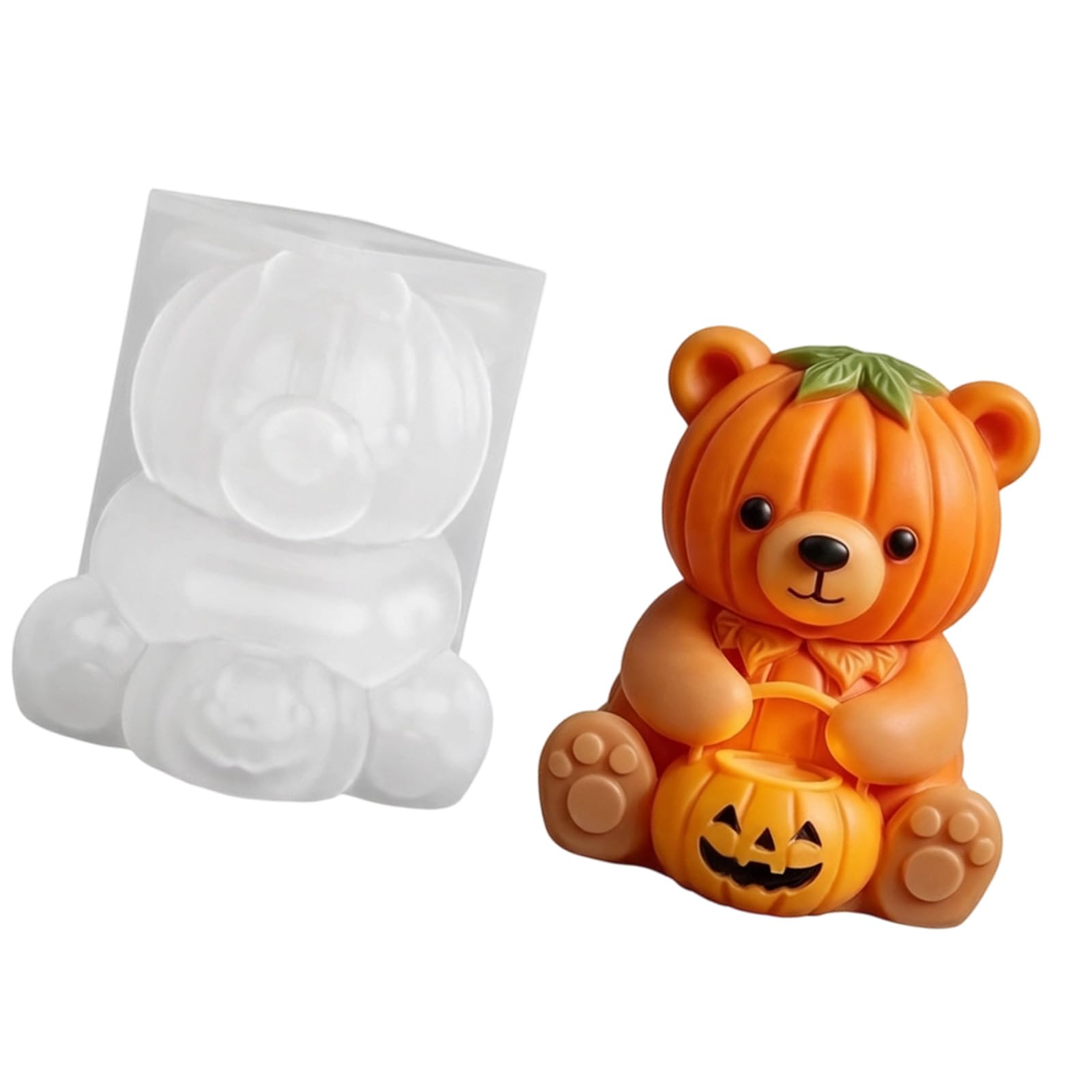 carotoe Mold, Bear Silicone Mold for Making Pumpkin Bear Candled for Diys Soap, Aromatherapies Candled Aromatherapies