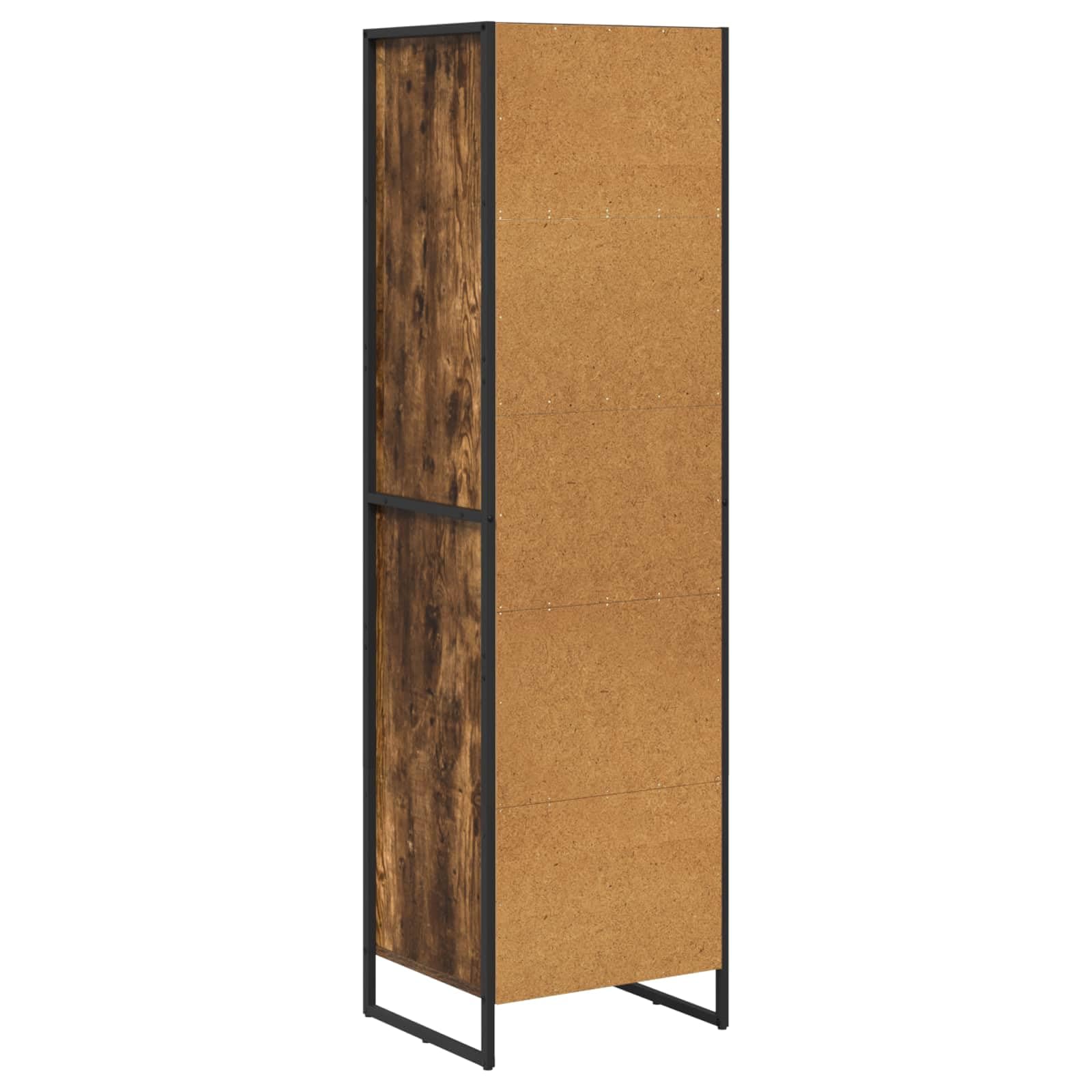 Regał na książki, kolor dymiony, 43 x 36 x 150,5 cm, materiał drewnopochodny z szufladą i drzwiami, przemysłowy regał stojący do salonu, biura, wszechstronne miejsce do przechowywania