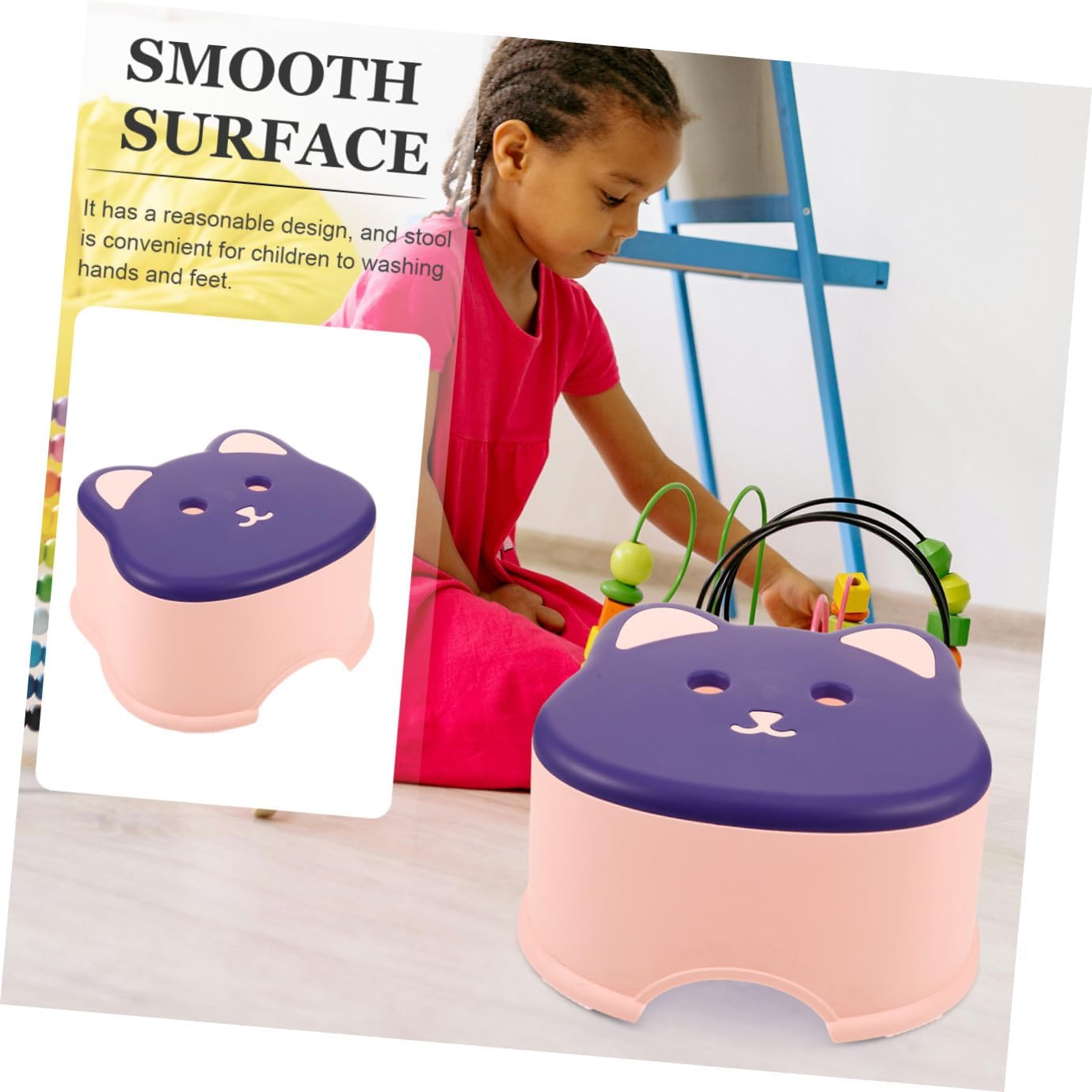 Non Slip Step Stool Small Plastic Stool for Sturdy Lightweight Furniture Seat with Skid Bottom Compact Design for Bathroom Kitchen Use