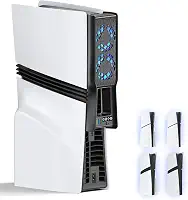 Ventilador de resfriamento automático para console PS5 Slim/Pro, silencioso, acessórios PS5, sistema de refrigeração com velocidade ajustável, ventilador de resfriamento eficiente plug-in PS5 para