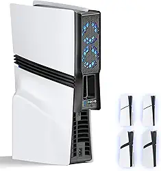 Ventilador de resfriamento automático para console PS5 Slim/Pro, silencioso, acessórios PS5, sistema de refrigeração com velocidade ajustável, ventilador de resfriamento eficiente plug-in PS5 para