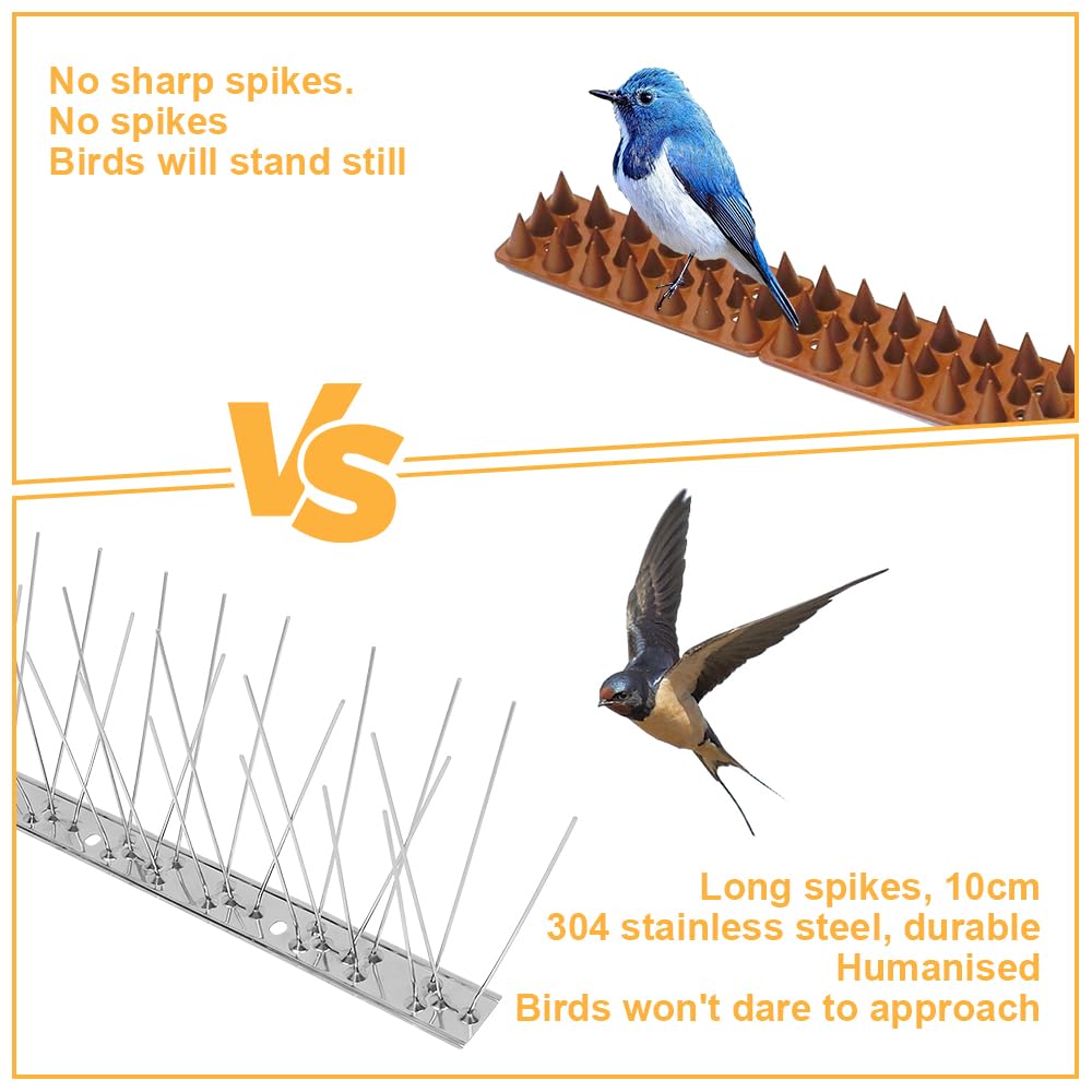 Pic Anti-Pigeon En Acier Inoxydable 33cm - Kit Anti-Oiseaux Respectueux Pour Moineaux, Hirondelles, Corneilles