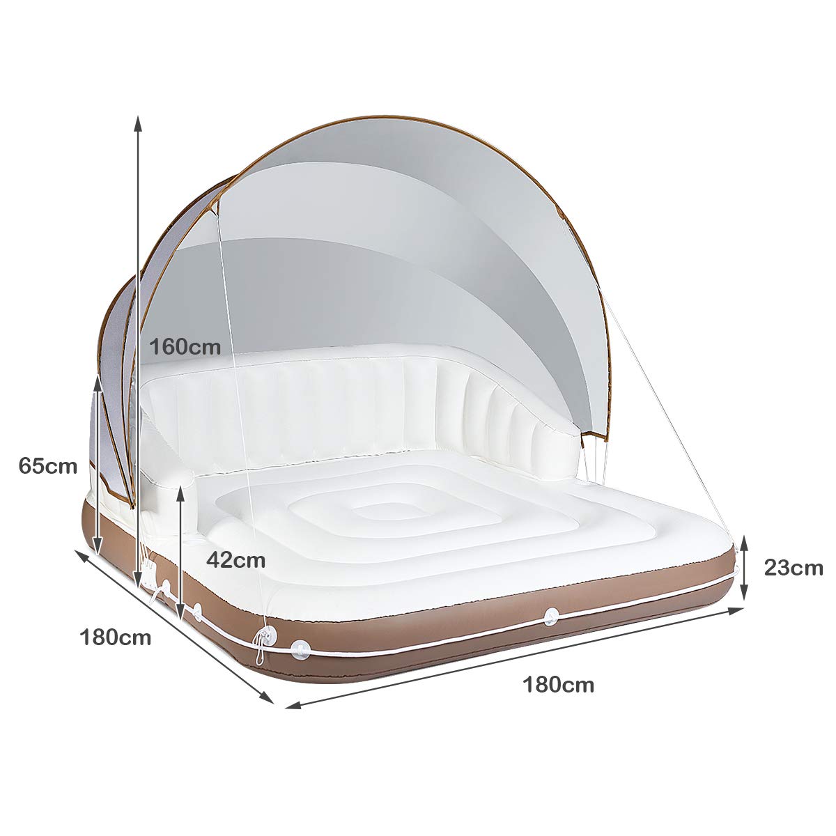 Buy GYMAX Floating Pool Bed Lounge, Inflatable Island Raft with Retractable Canopy, High