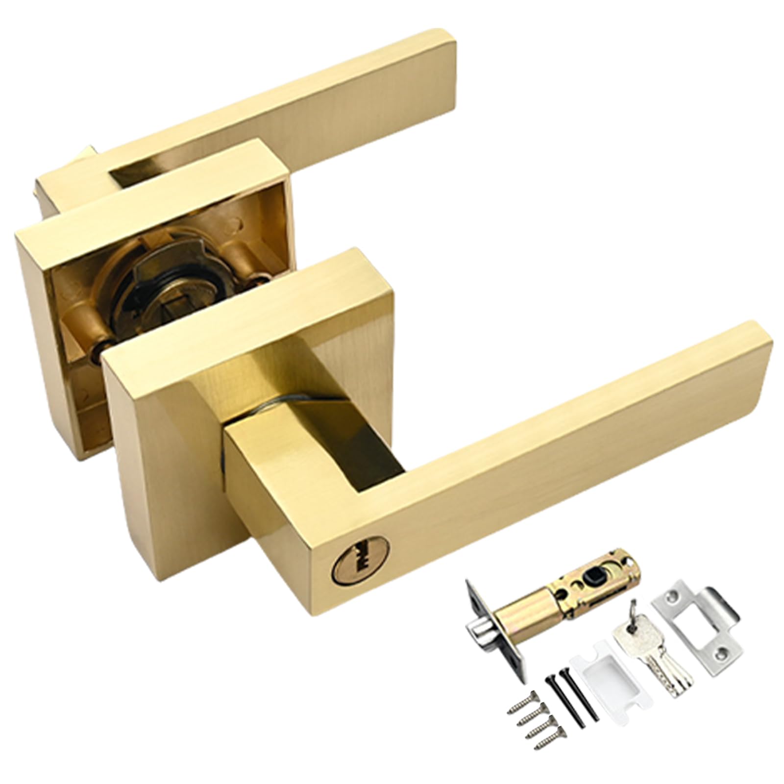 Tertioi Gold Adjustable Latch Privacy Handle Door Aluminum Set Upgrade Interior Set Easy Installation