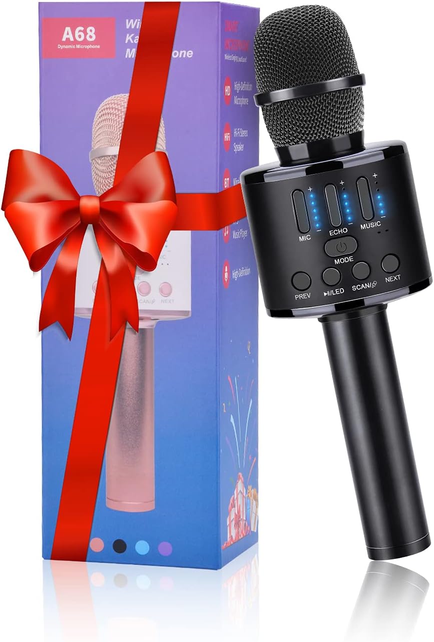 FISHOAKY Karaoke Microphone for Kids, Portable Karaoke