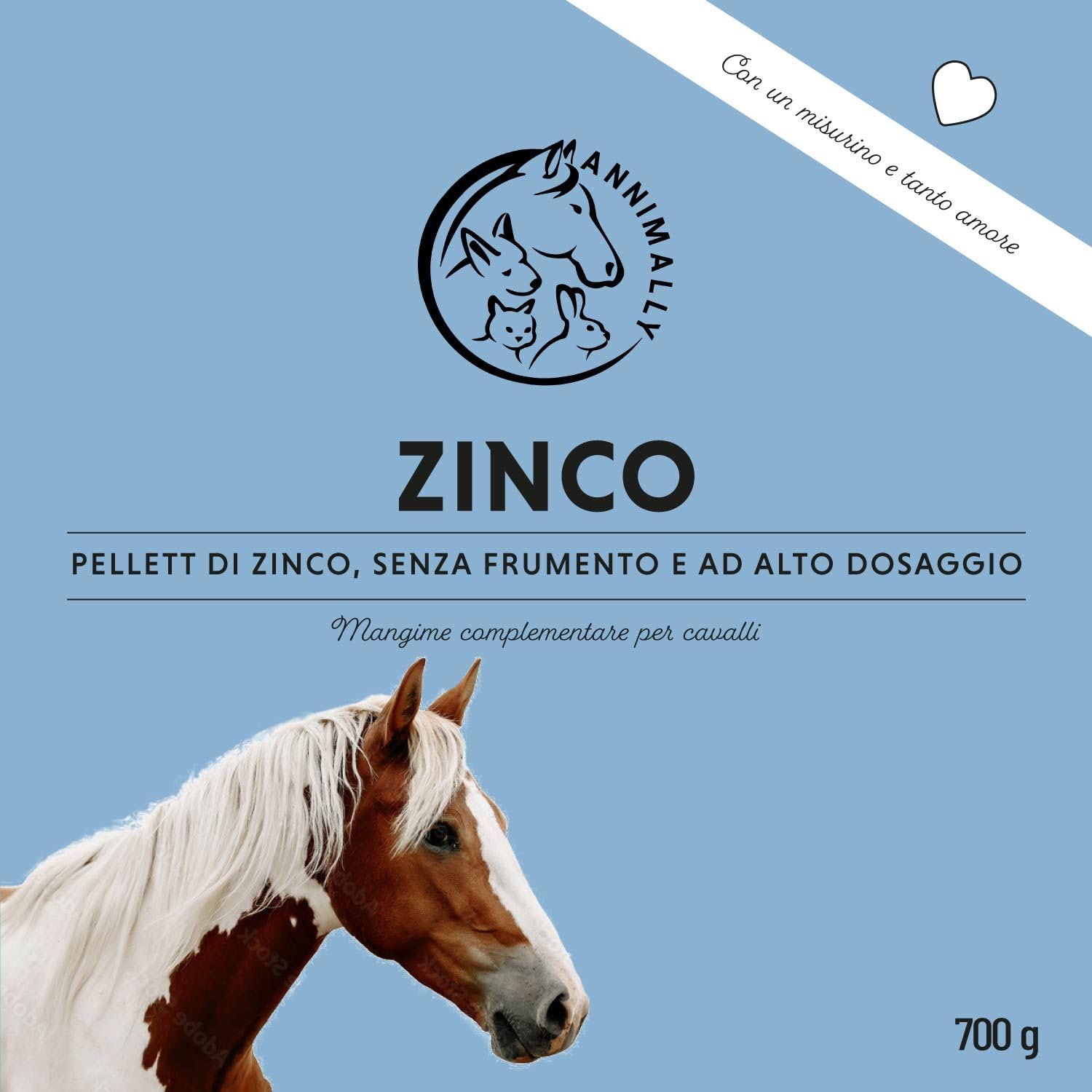 Annimally Zinco per Cavalli - Pellets di Zinco (700 g) ad Alta dose con cumino Nero, Zeolite, esparcetta e lievito di Birra per la Pelle, i Capelli e Gli Zoccoli