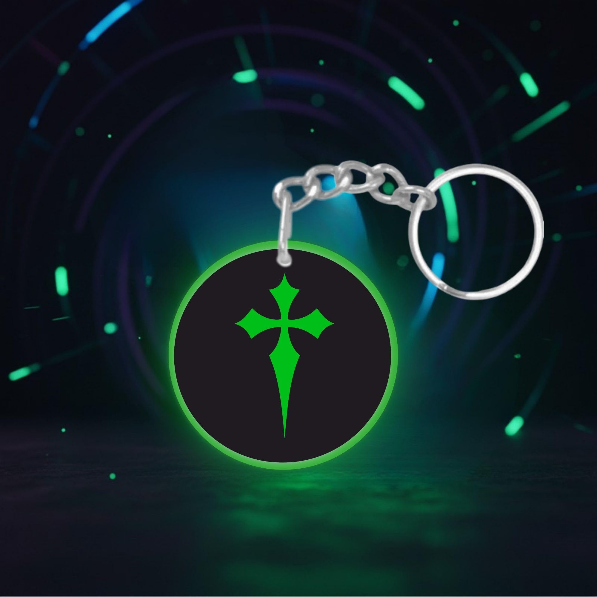 Glow in the Dark CHRISTIAN Keychain/Luminous Motorbike Key Ring/Radium Keychain Accessory for Bike/Stylish/Radium/Buy/Top/Night Glow(Pack of 1)-picture-34