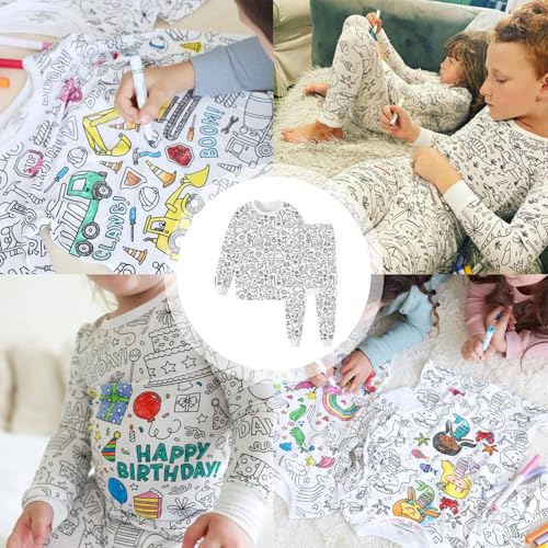 Kids Pijamas para colorir, Pijamas para colorir para crianças | Conjunto de pijama infantil colorido