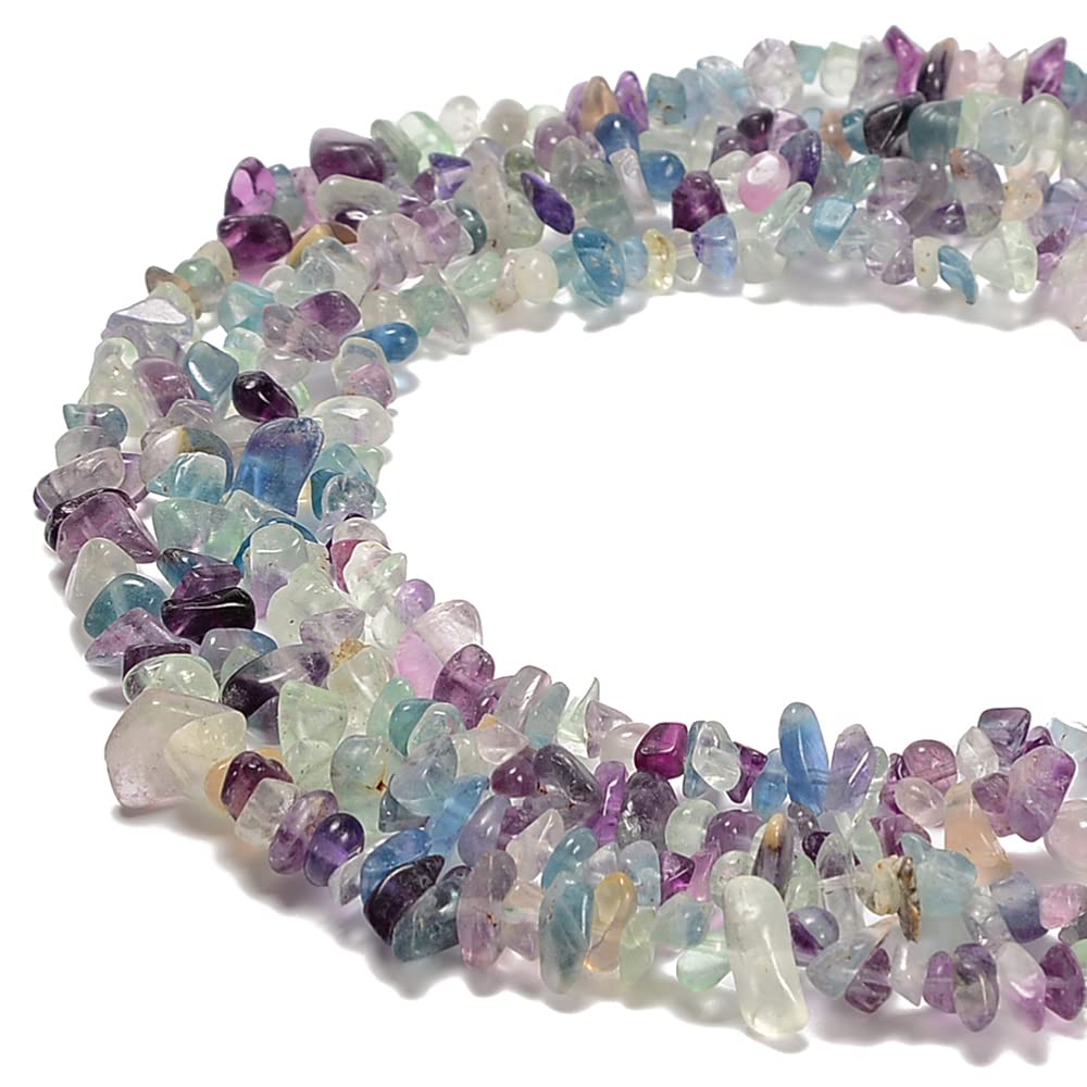 jodaying 7-8mm Natural Mutilcolor Fluorite Gemstone Chips Loose Beads Semi Precious for Jewelry Making DIY Handmade Craft Supplies 1 Strand per Bag