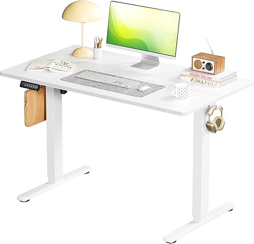 Miniatura 1 de SMUG Escritorio de pie eléctrico de altura ajustable, mesa de computadora para sentarse y levantarse de pie, escritorio ergonómico de 63 x 24