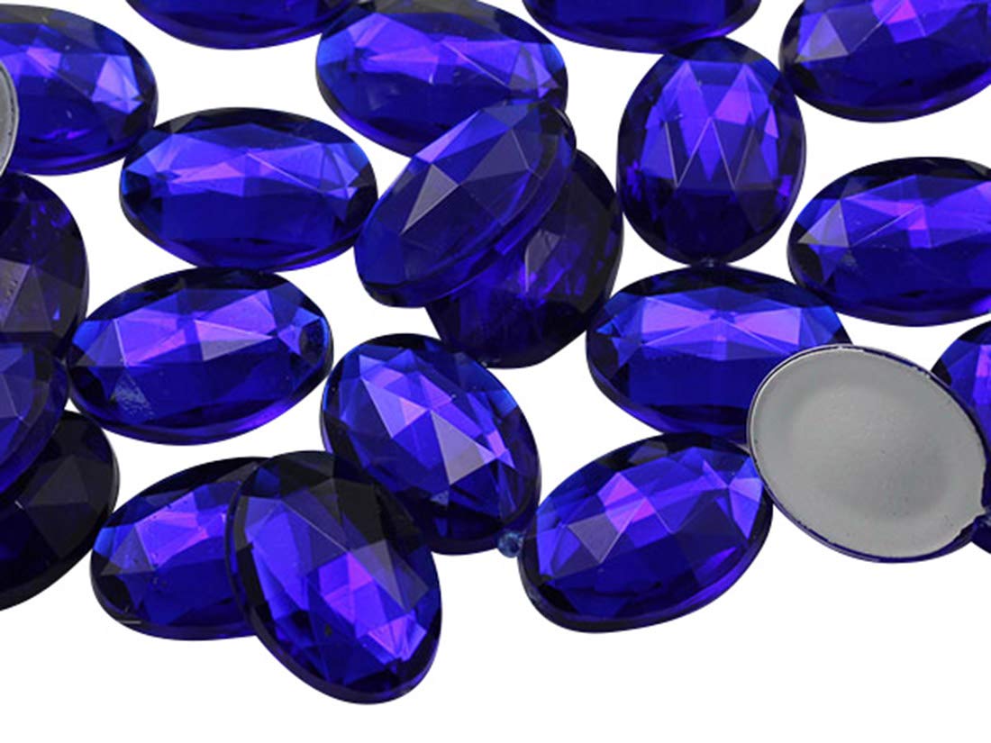 Allstarco 14x10mm Blue Sapphire Dark .NAB01 Flat Back Oval Acrylic Rhinestones Tiny Face Gems Body Jewels Card Making Embelishments