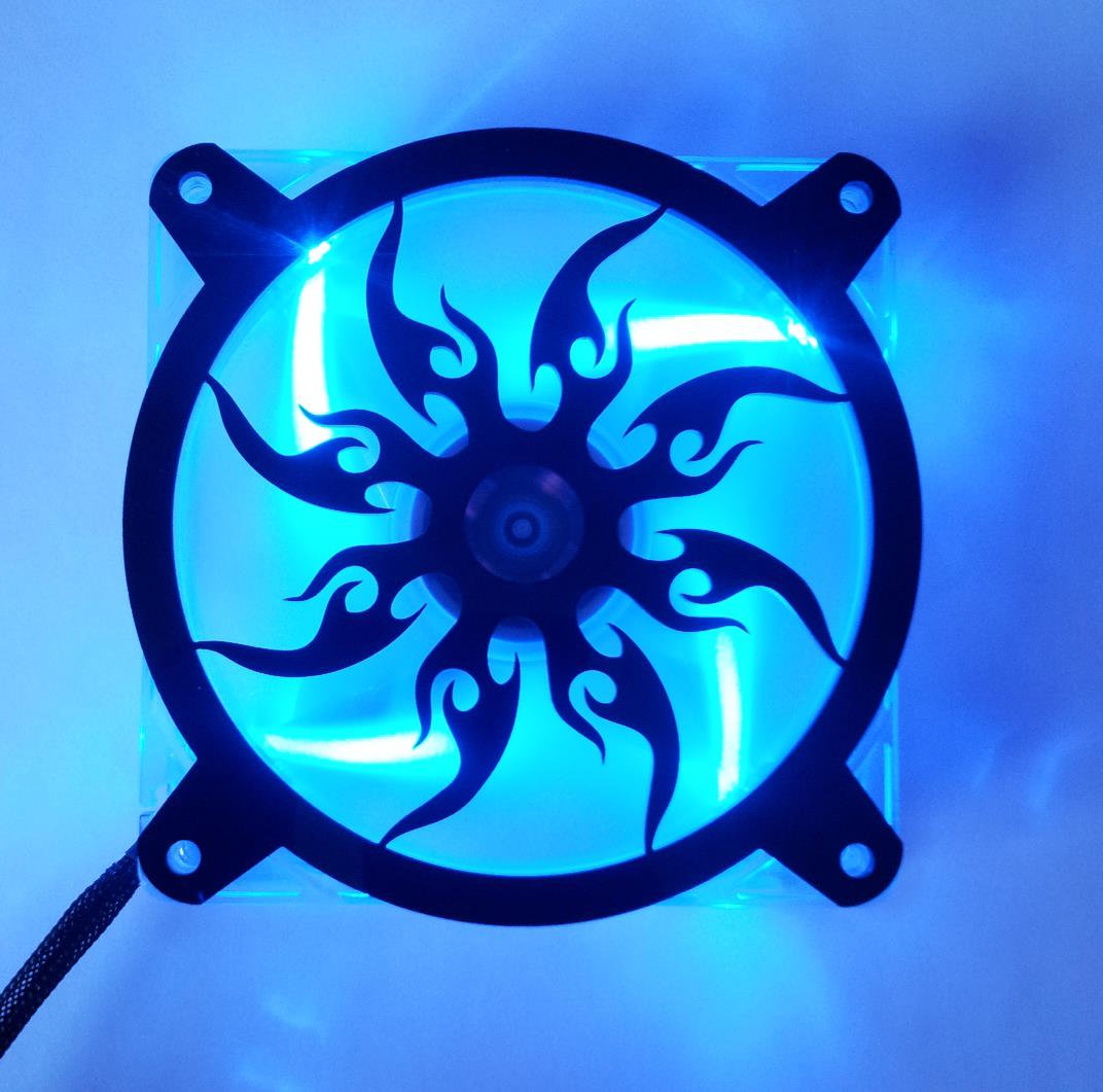 Custom Acrylic Tribal Sun 2 Computer Fan Grill 120mm