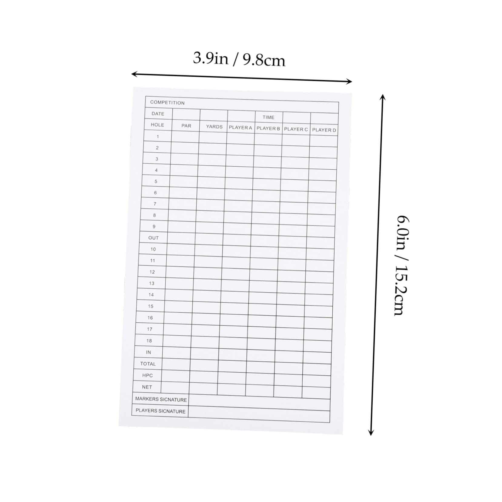 SUPVOX Golf Accessories Stat Tracking Scorecards Range Card Sports Exam Accessory