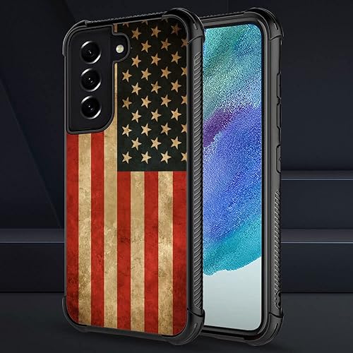 Vista 14 de Funda compatible con Samsung Galaxy S21 Plus, diseño gráfico de bandera de águila en blanco y negro, acrílico, a prueba de golpes, antiarañazos