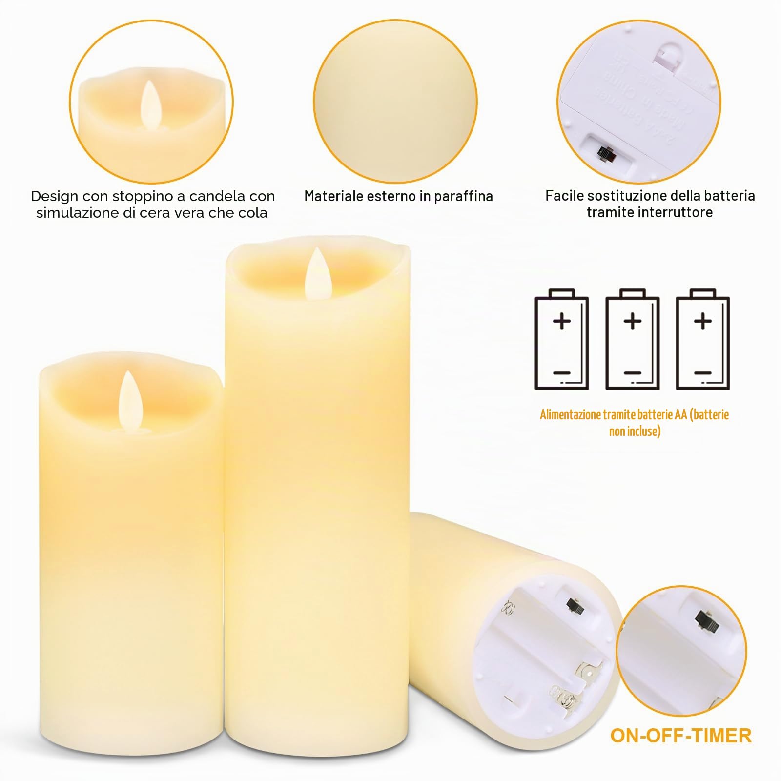 Candele a LED,Candele LED,Set di 6 Candele senza fiamma,Candele Flickering Flameless,LED tea lights Tremolante con Telecomando e Funzione Timer per Compleanno/Festa/Matrimonio/Hotel