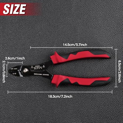 Image of 4-in-1 Multi Purpose Electricians Pliers, TPR Handle | 7 inch Compact Wire Stripper Cutter Crimper Gripper, Tapered Head, Cr-V Steel, for 12-20 AWG Insulated & Non-Insulated Wires