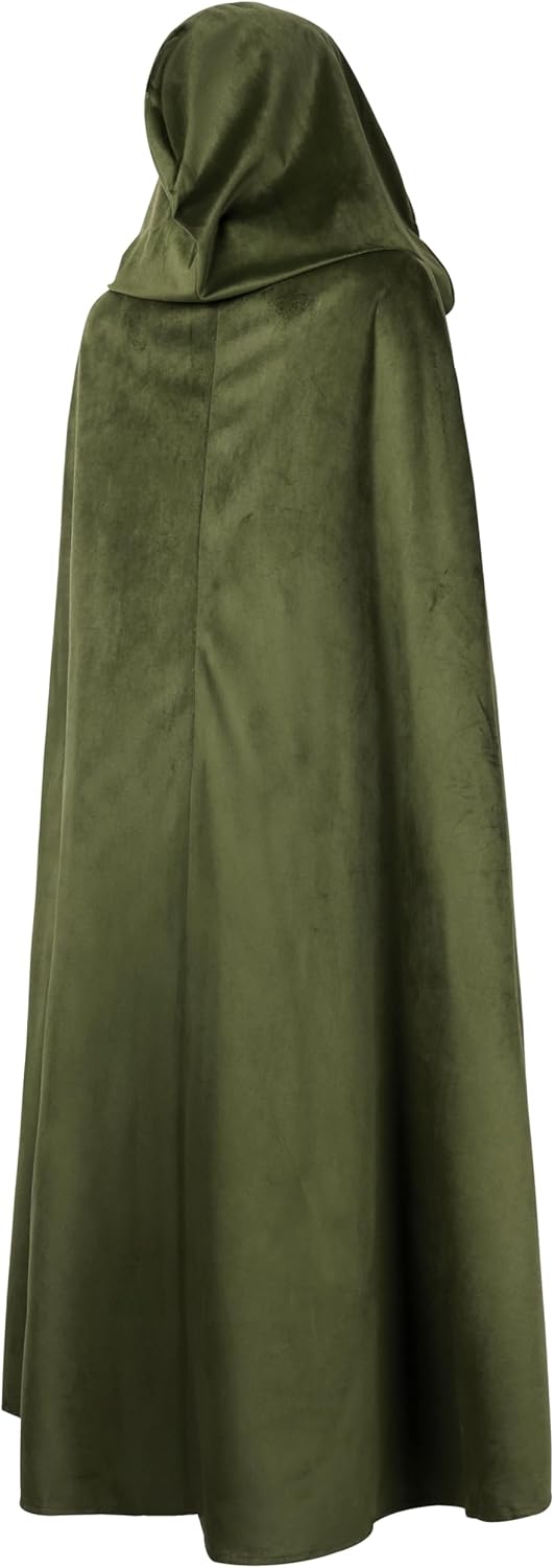 Medieval Cloak with Hood Renaissance Cape for Men and Women Halloween Costume - Image 3