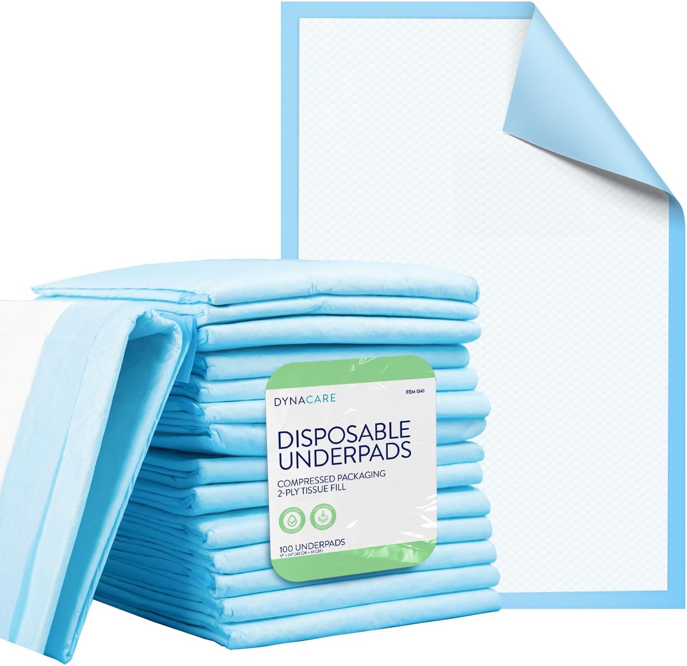 Disposable UnderPad, 17" x 24", 22g, 100 Count, Medical-Grade Incontinence Bed Pad to Protect Sheet, Mattresses, and Furniture