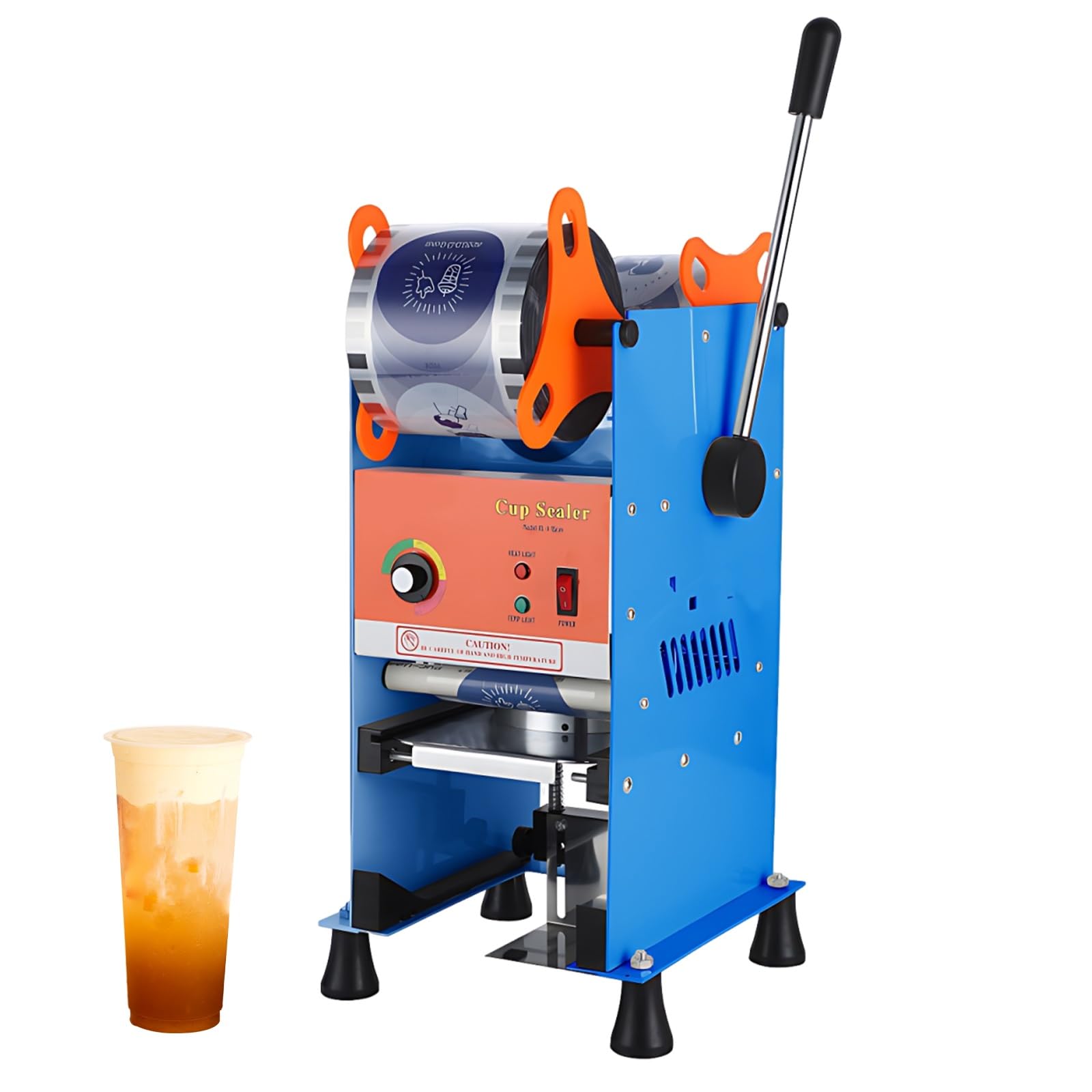 Machine à Sceller Gobelet Manuelle Compacte, Soudeuse Boba en Acier pour Diamètre 72/78/90/95mm, Operculeuse de Boisson Portable pour Food Truck et Commerce Ambulant(19cm(7.4 in))